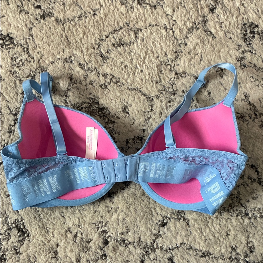 Bundle of 2 NWOT PINK Victoria's Secret Blue & White Lace Animal Print Bras 34D - Picture 2 of 9